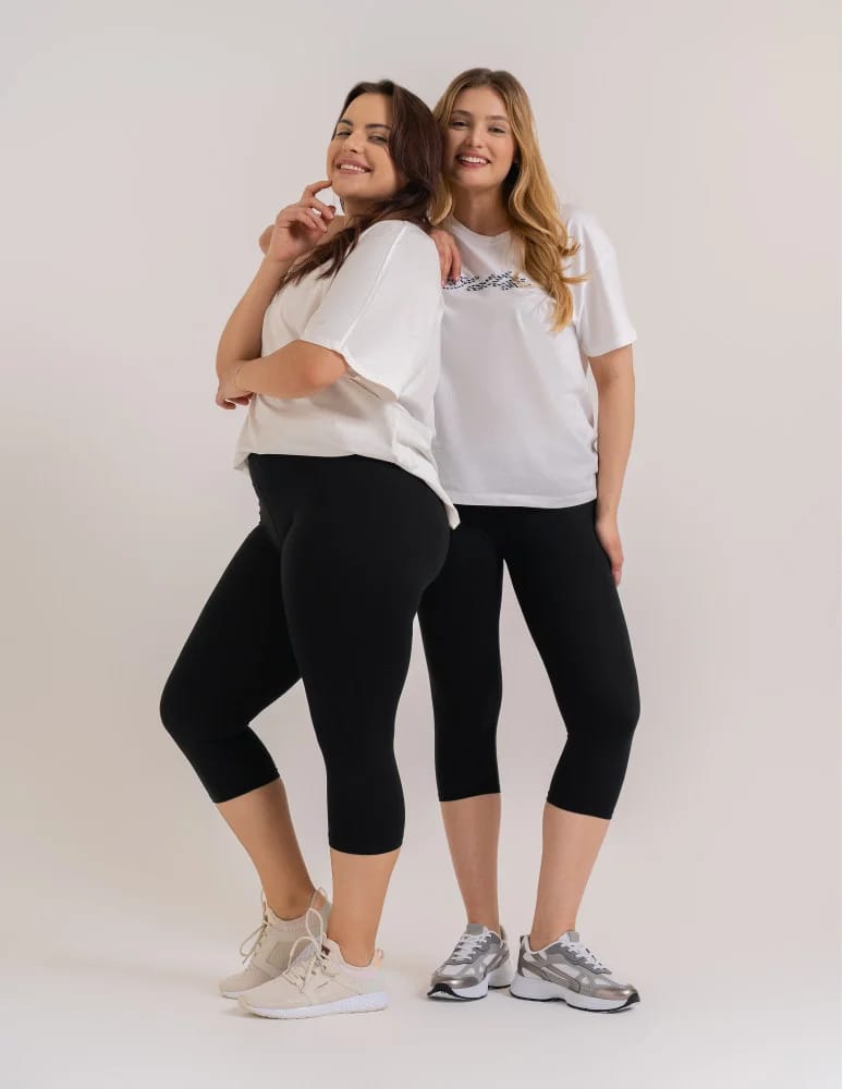 Legginsy damskie - Klasyczne legginsy 3/4 damskie peach touch CZARNY  - produkt moraj.pl 2