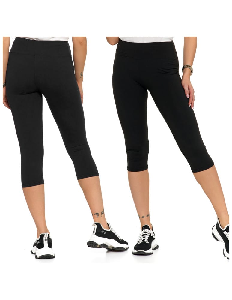 Legginsy damskie - Klasyczne legginsy 3/4 damskie plus size peach touch CZARNY  - produkt moraj.pl 4