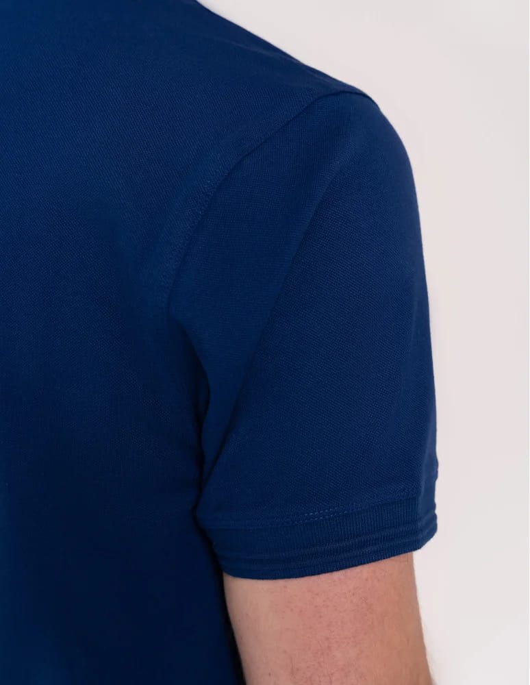 Koszulki polo - Męskie polo bawełniana polówka klasyczna bez wzoru GRANATOWY  - produkt moraj.pl 4