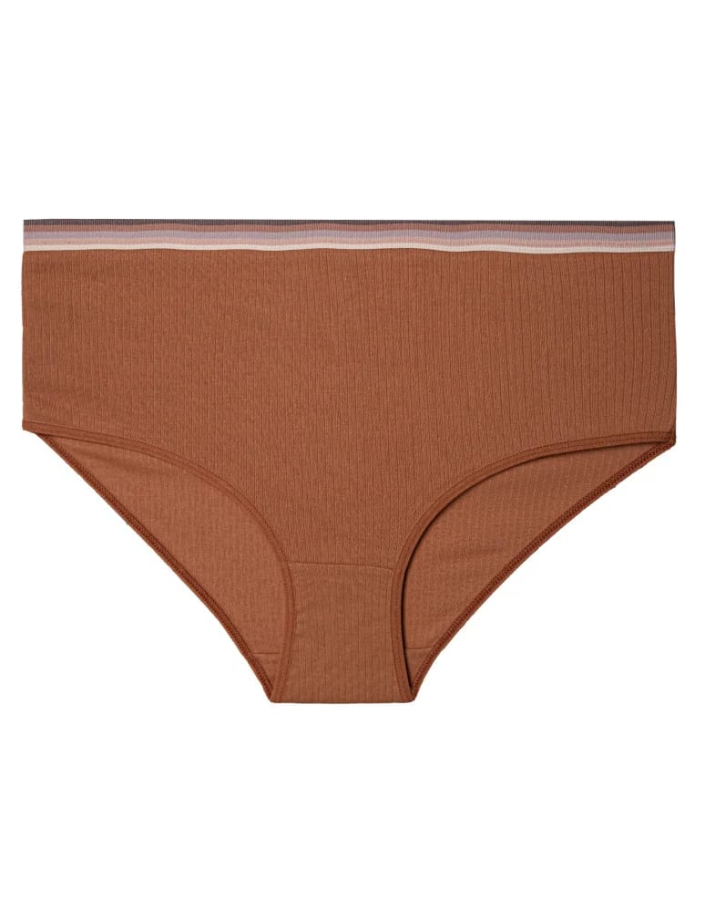 Majtki z wysokim stanem - Majtki damskie wygodne maxi bikini prążkowane bawełniane 3-pak WIELOKOLOROWY  - produkt moraj.pl 4