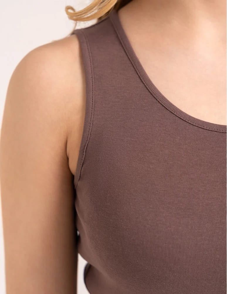 Koszulki i T-shirty - Koszulka damska na ramiączkach Tank-Top bawełniana JASNY BRĄZ - produkt moraj.pl 5