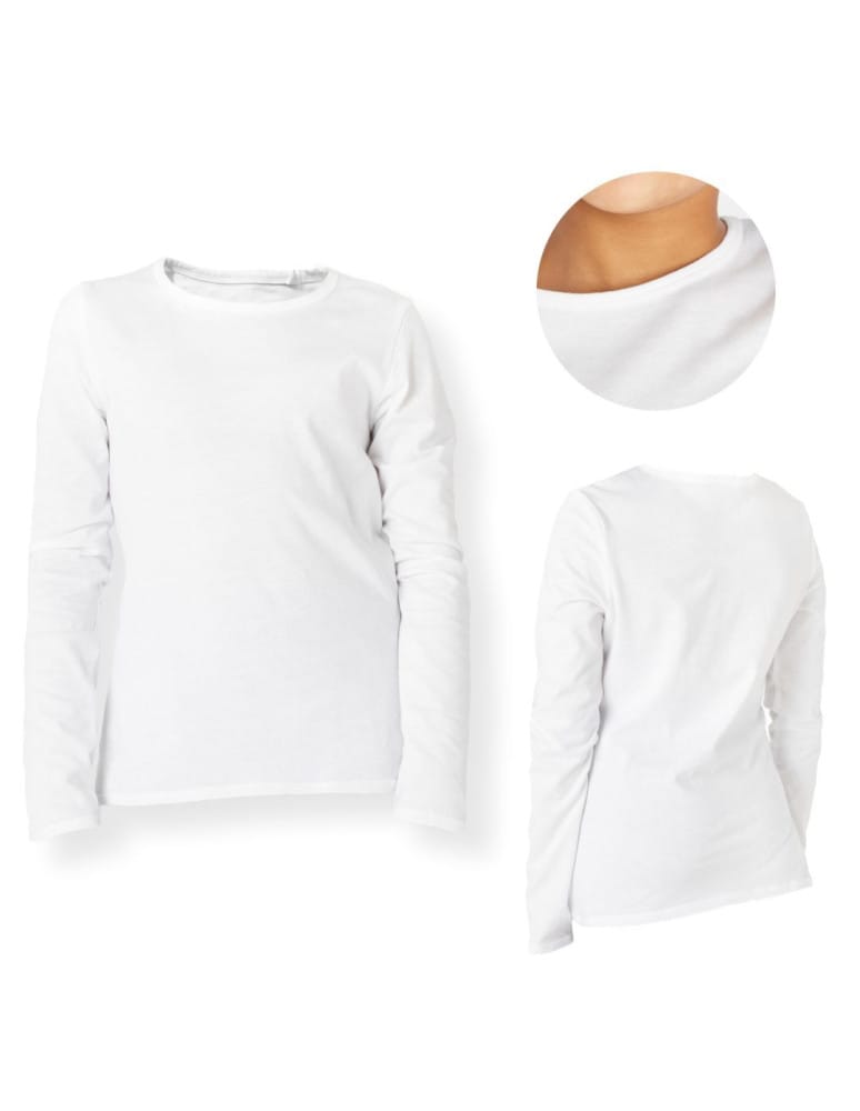 Bluzka dziecięca longsleeve bawełniana z długim rękawem BIAŁY