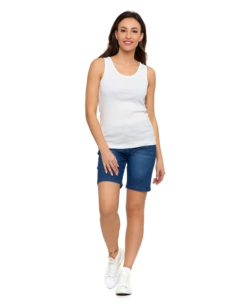 Koszulki i T-shirty - Koszulka damska na ramiączkach Tank-Top bawełniana BIAŁY  - produkt moraj.pl 2