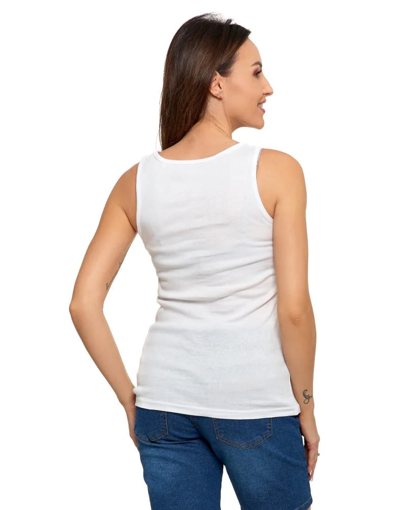 Koszulki i T-shirty - Koszulka damska na ramiączkach Tank-Top bawełniana BIAŁY  - produkt moraj.pl 3