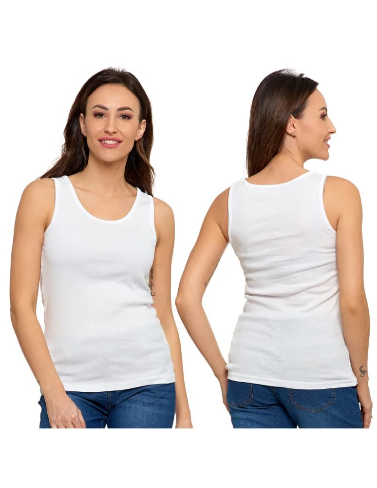 Koszulki i T-shirty - Koszulka damska na ramiączkach Tank-Top bawełniana BIAŁY  - produkt moraj.pl 4