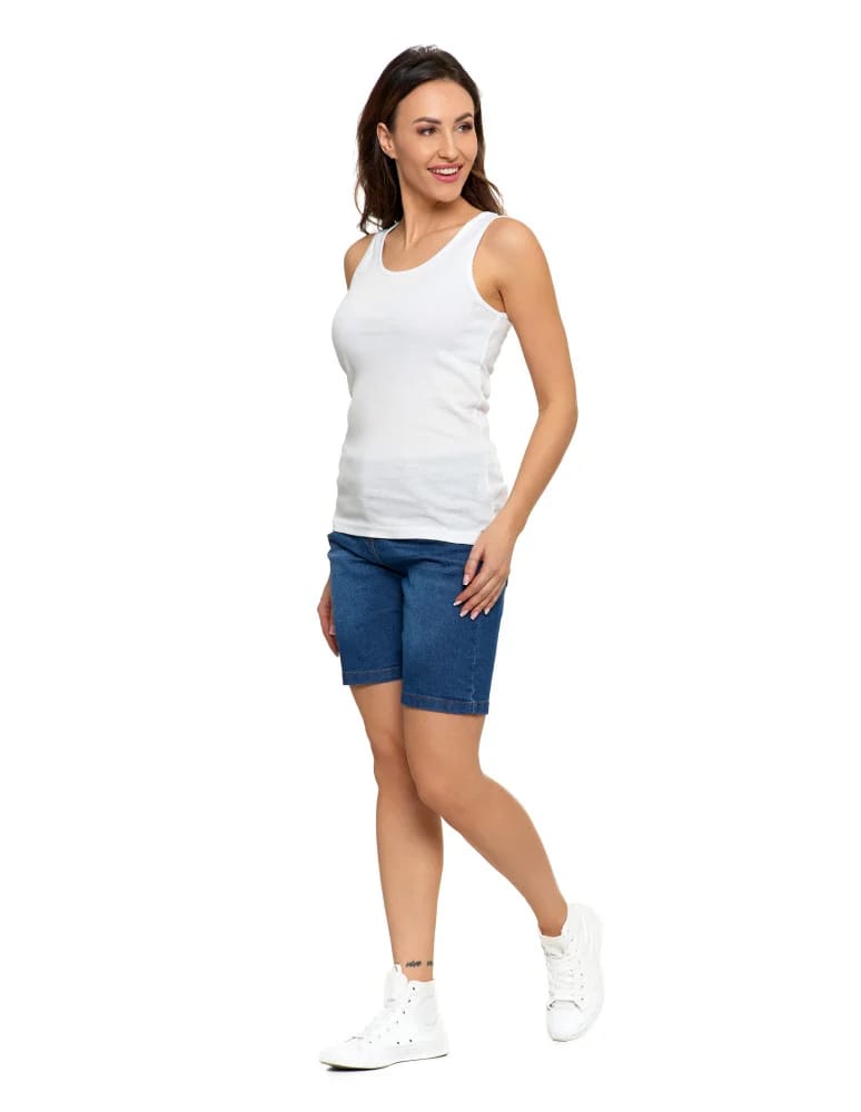 Koszulki i T-shirty - Koszulka damska na ramiączkach Tank-Top bawełniana BIAŁY  - produkt moraj.pl 5