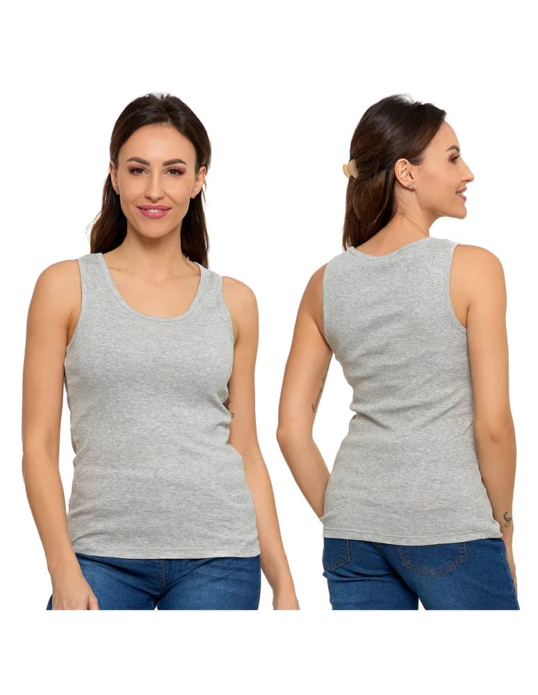 Koszulki i T-shirty - Koszulka damska na ramiączkach Tank-Top bawełniana JASNY SZARY  - produkt moraj.pl 8