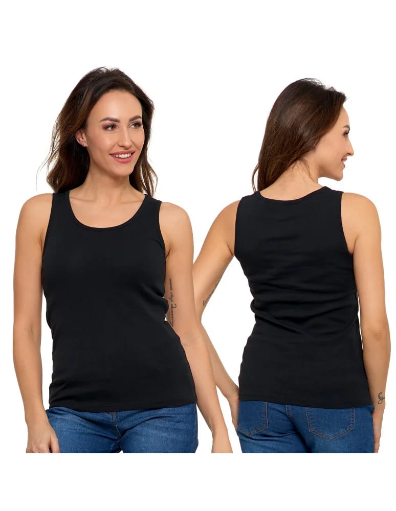 Koszulki i T-shirty - Koszulka damska na ramiączkach Tank-Top bawełniana CZARNY  - produkt moraj.pl 6