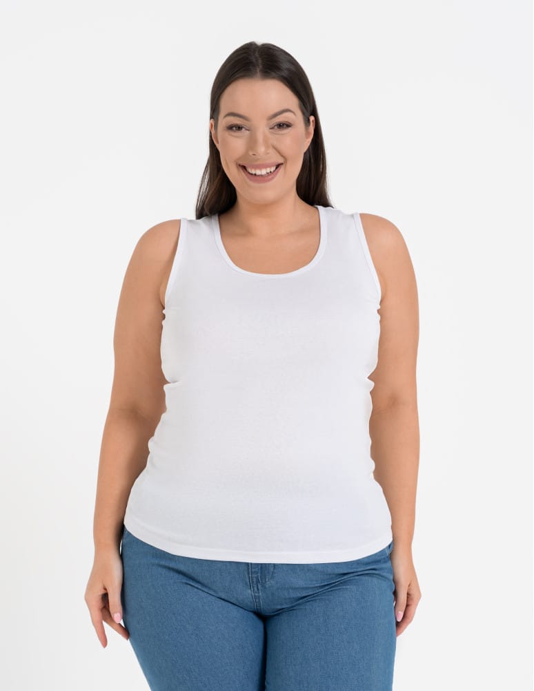 Koszulki i T-shirty - Koszulka damska na ramiączkach Tank-Top bawełniana Plus Size BIAŁY - produkt moraj.pl 1