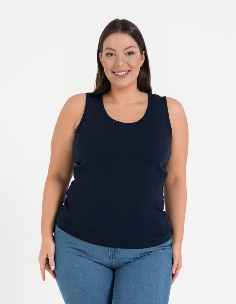Koszulki i T-shirty - Koszulka damska na ramiączkach Tank-Top bawełniana Plus Size JASNY SZARY - produkt moraj.pl 2
