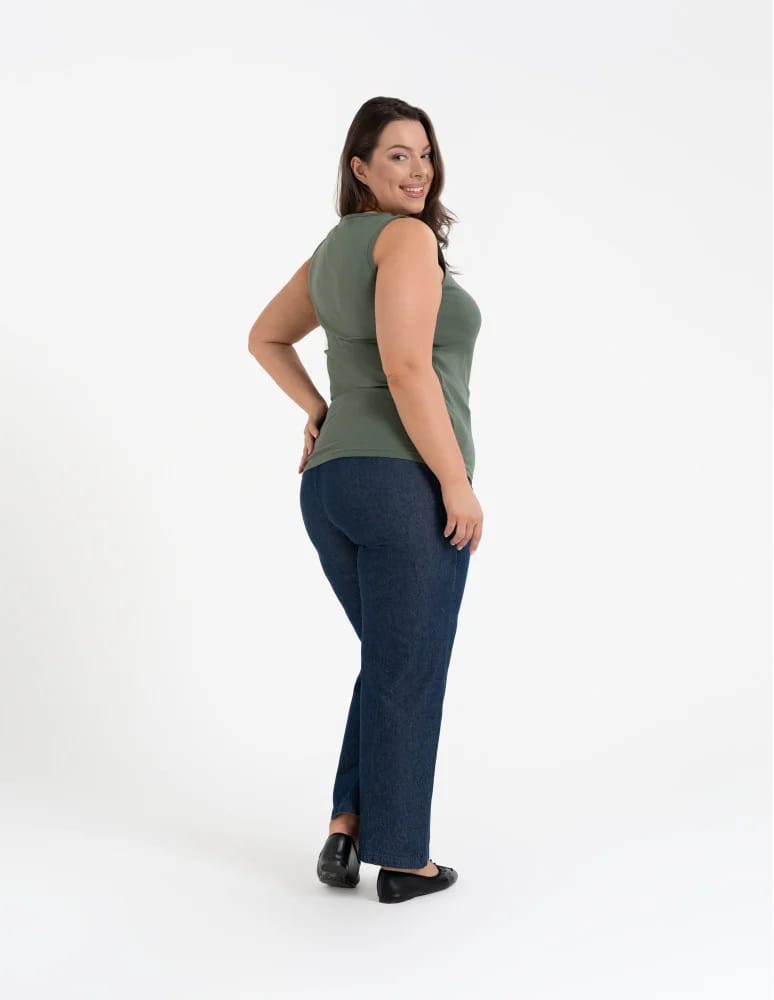 Koszulki i T-shirty - Koszulka damska na ramiączkach Tank-Top bawełniana Plus Size KHAKI  - produkt moraj.pl 4