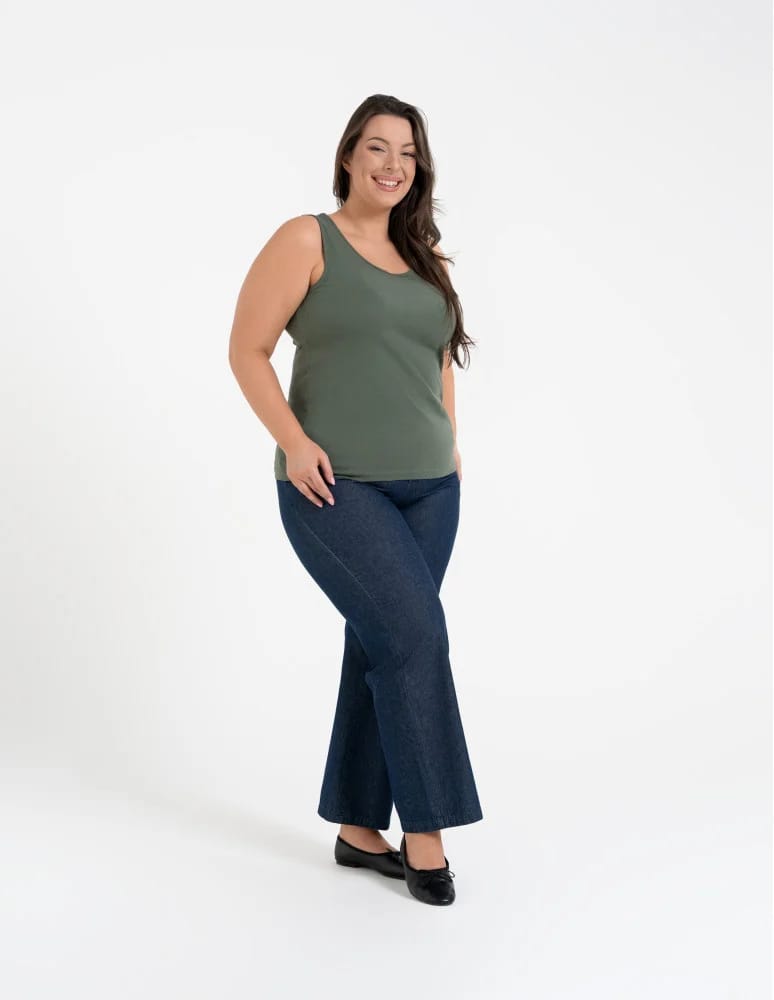 Koszulki i T-shirty - Koszulka damska na ramiączkach Tank-Top bawełniana Plus Size KHAKI  - produkt moraj.pl 5