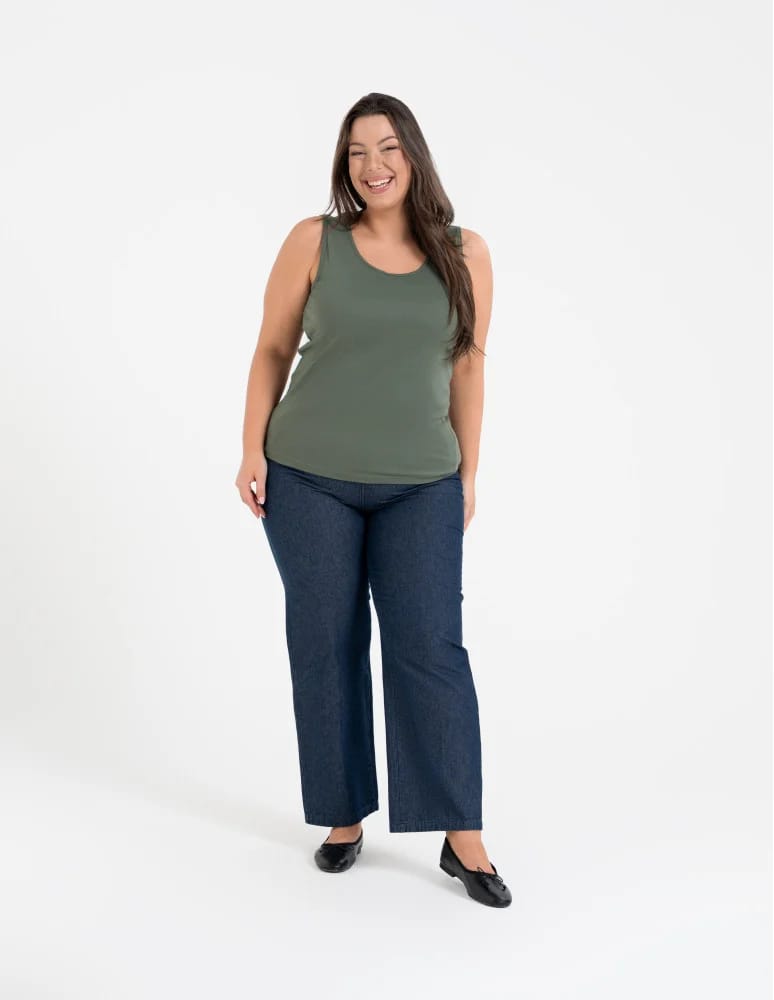 Koszulki i T-shirty - Koszulka damska na ramiączkach Tank-Top bawełniana Plus Size KHAKI  - produkt moraj.pl 6