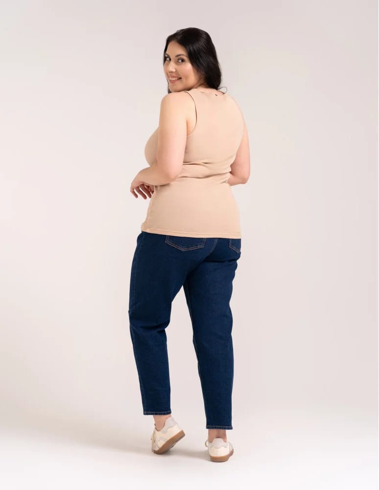 Koszulki i T-shirty - Koszulka damska na ramiączkach Tank-Top bawełniana Plus Size BEŻOWY - produkt moraj.pl 2