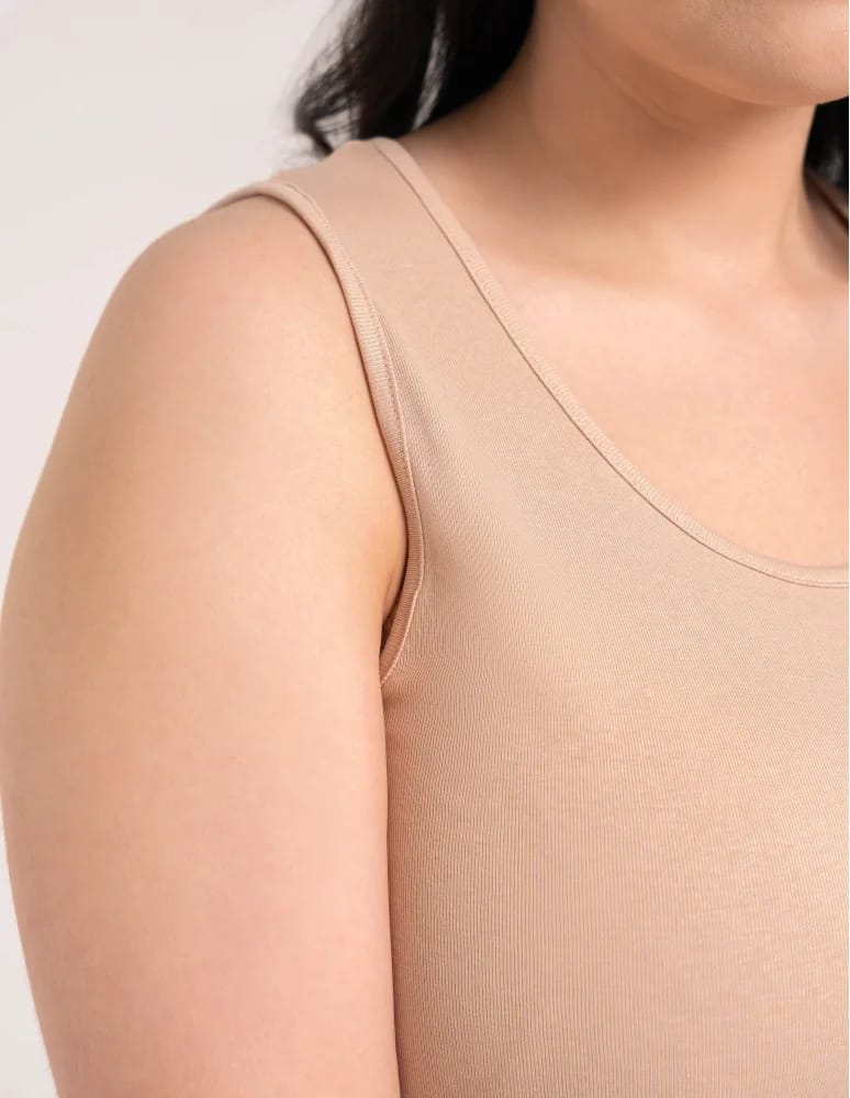 Koszulki i T-shirty - Koszulka damska na ramiączkach Tank-Top bawełniana Plus Size BEŻOWY - produkt moraj.pl 4