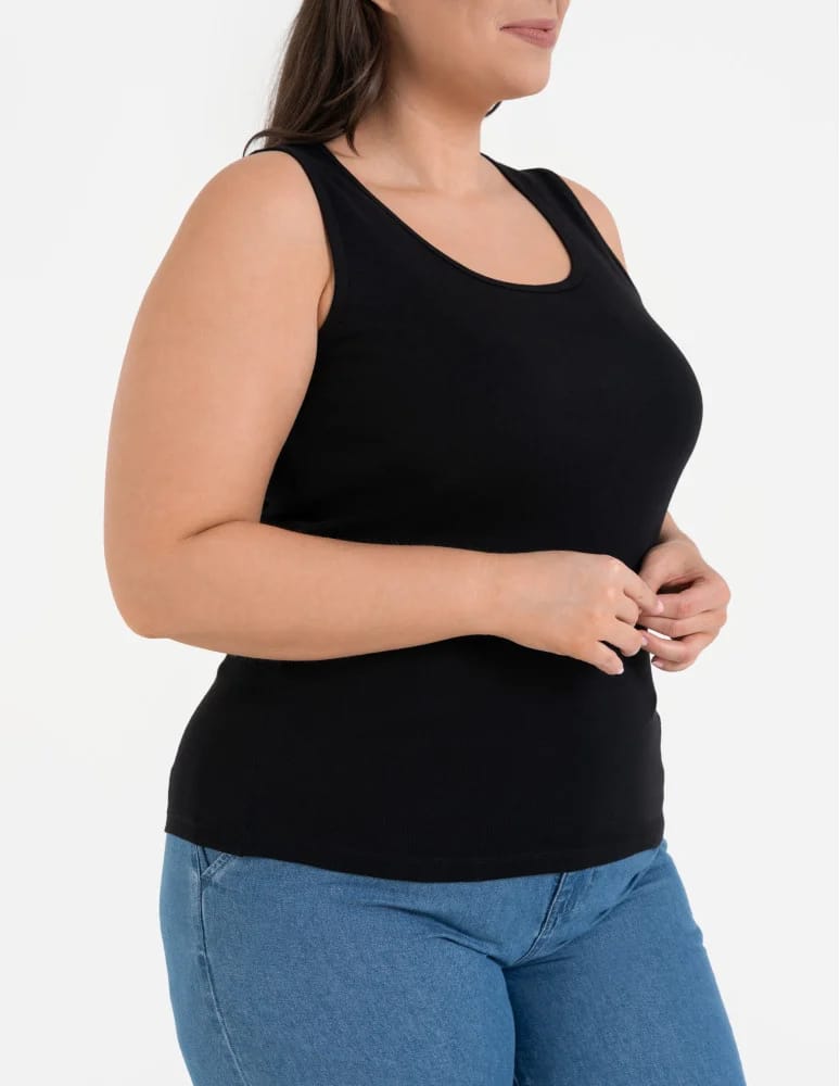 Koszulki i T-shirty - Koszulka damska na ramiączkach Tank-Top bawełniana Plus Size CZARNY - produkt moraj.pl 3
