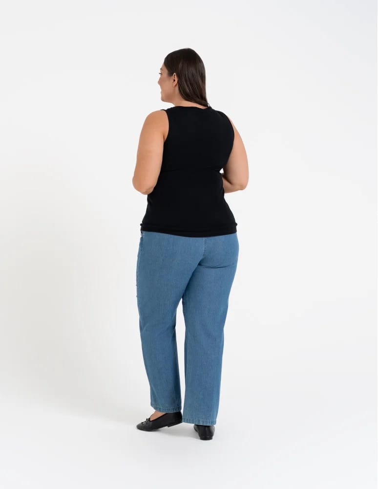 Koszulki i T-shirty - Koszulka damska na ramiączkach Tank-Top bawełniana Plus Size CZARNY - produkt moraj.pl 4