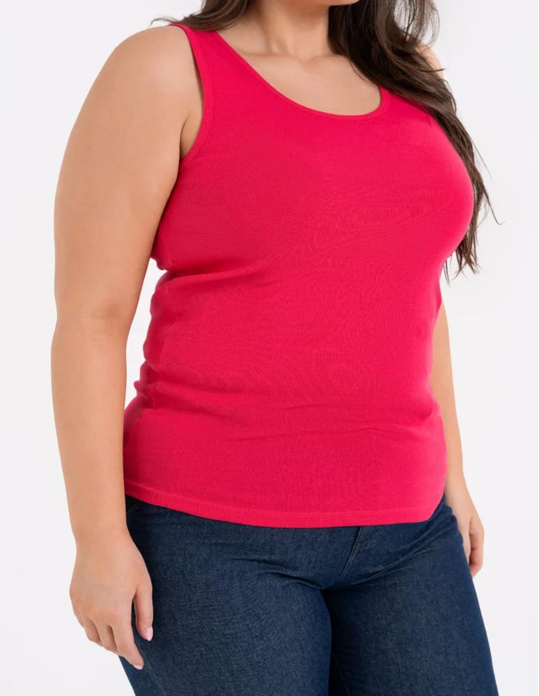 Koszulki i T-shirty - Koszulka damska na ramiączkach Tank-Top bawełniana Plus Size FUKSJA - produkt moraj.pl 2