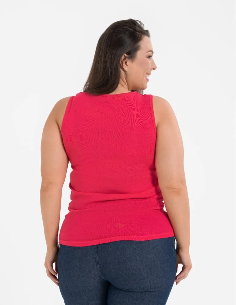 Koszulki i T-shirty - Koszulka damska na ramiączkach Tank-Top bawełniana Plus Size FUKSJA - produkt moraj.pl 3