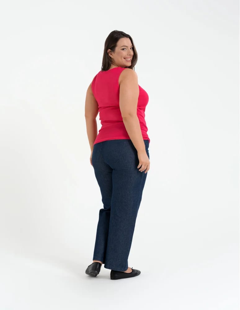 Koszulki i T-shirty - Koszulka damska na ramiączkach Tank-Top bawełniana Plus Size FUKSJA - produkt moraj.pl 4