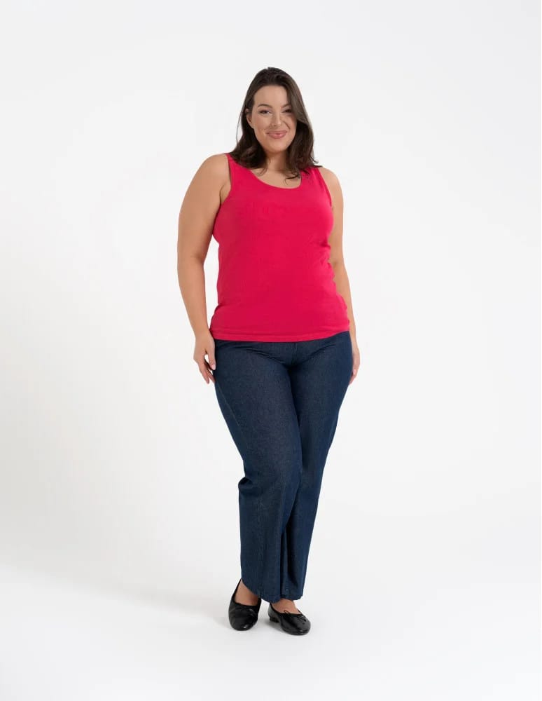 Koszulki i T-shirty - Koszulka damska na ramiączkach Tank-Top bawełniana Plus Size FUKSJA - produkt moraj.pl 5