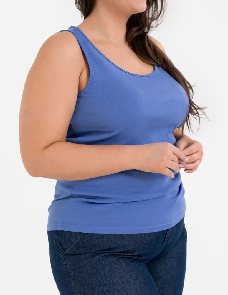 Koszulki i T-shirty - Koszulka damska na ramiączkach Tank-Top bawełniana Plus Size NIEBIESKI  - produkt moraj.pl 2