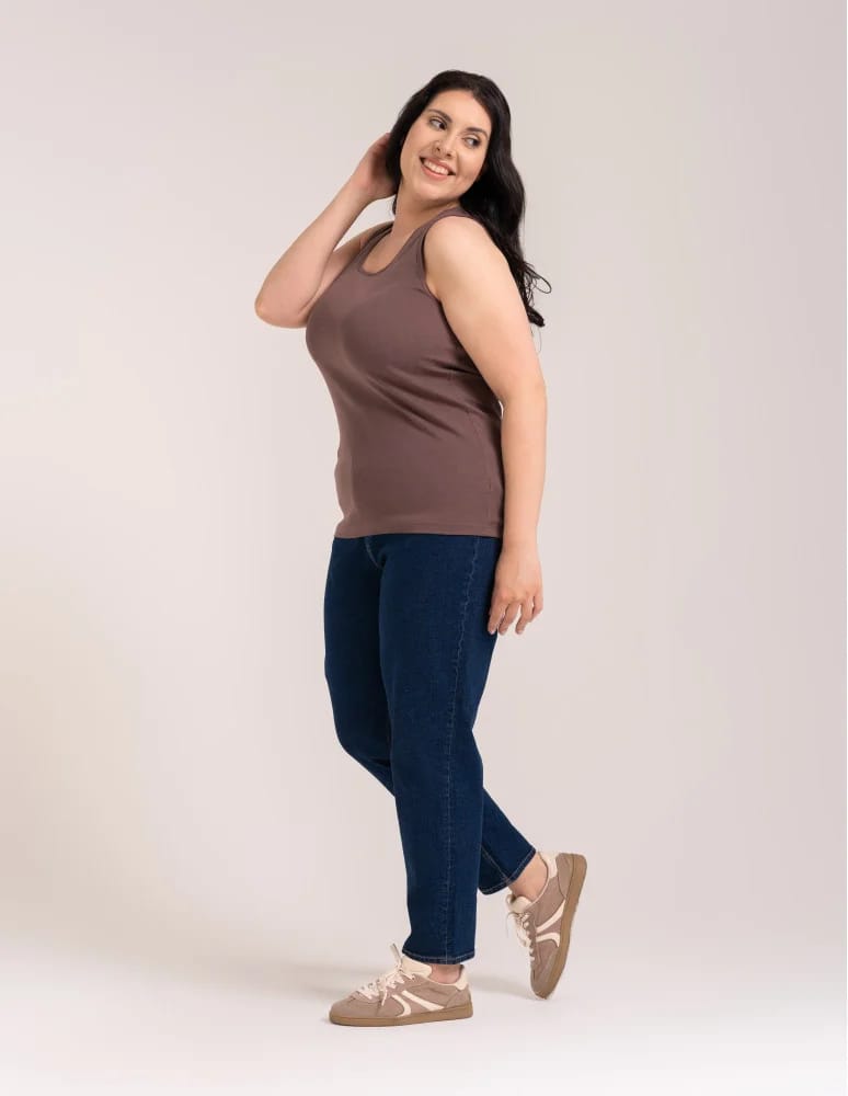 Koszulki i T-shirty - Koszulka damska na ramiączkach Tank-Top bawełniana Plus Size JASNY BRĄZ  - produkt moraj.pl 5
