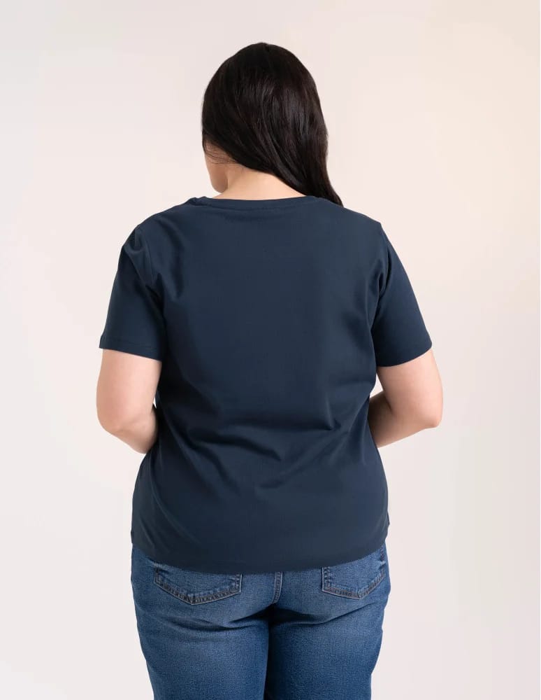 Koszulki z krótkim rękawem - Bawełniany t-shirt damski z krótkim rękawem w stylu boho GRANATOWY  - produkt moraj.pl 11