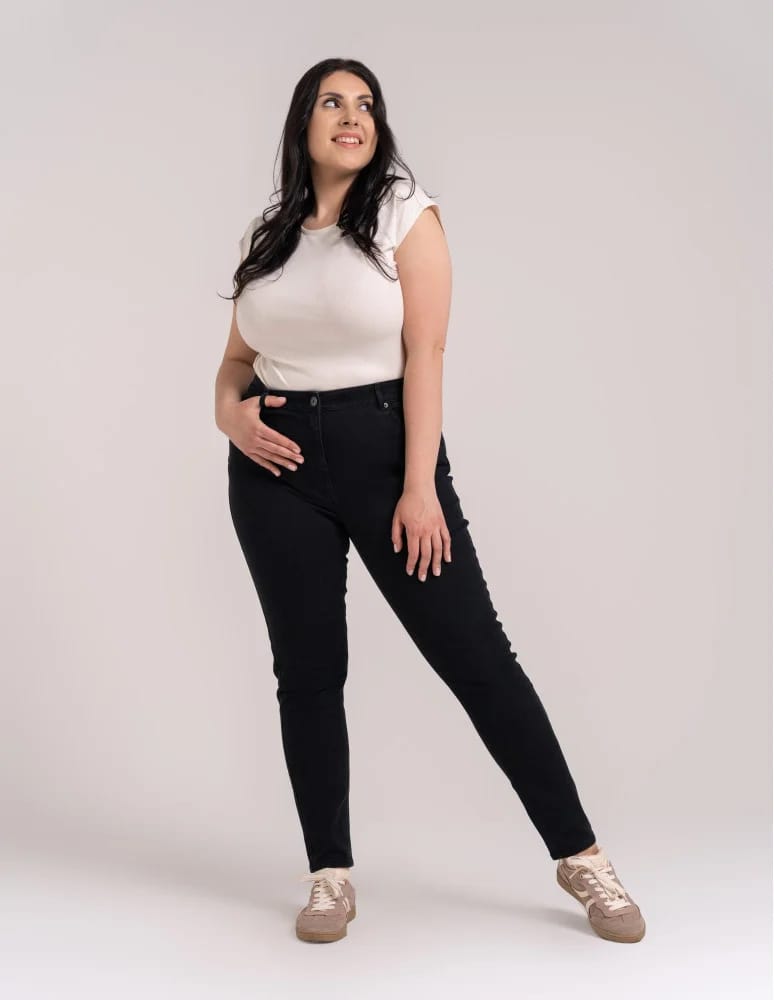 Spodnie damskie - Spodnie damskie skinny z wysokim stanem CZARNY - produkt moraj.pl 10