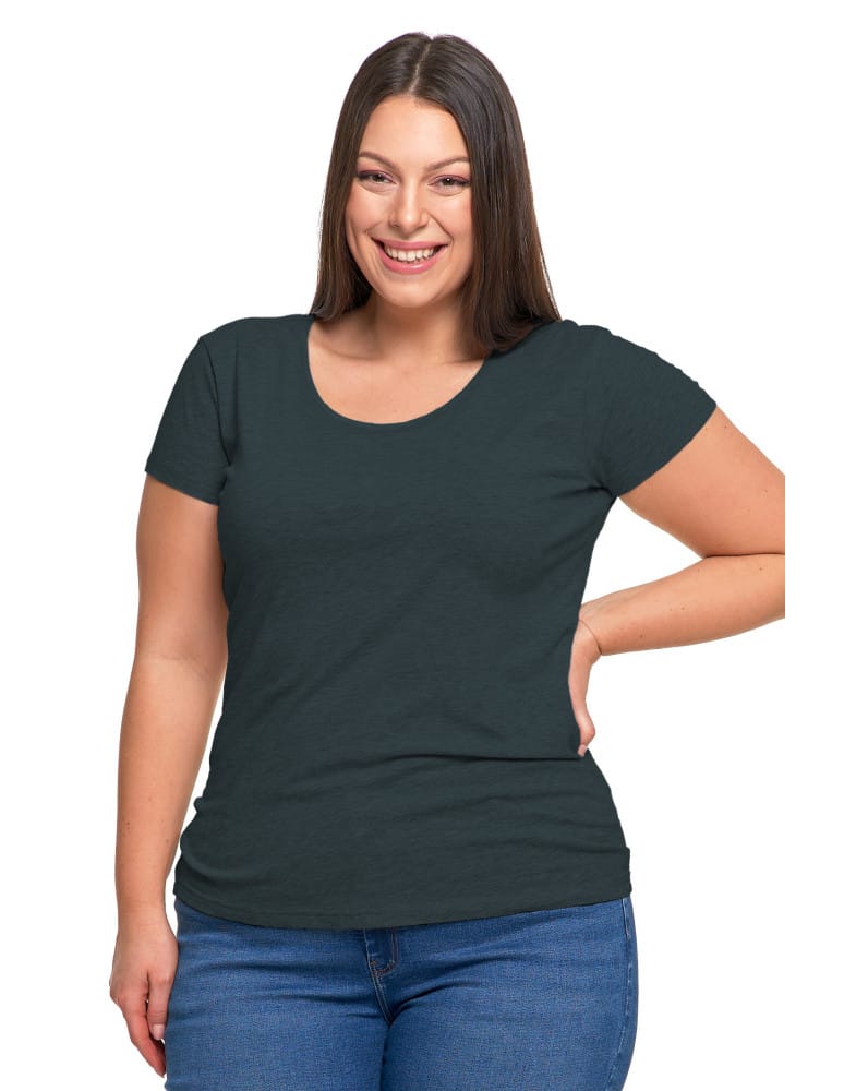 Koszulki i T-shirty - T-shirt damski z okrągłym dekoltem plus size GRAFITOWY - produkt moraj.pl 1
