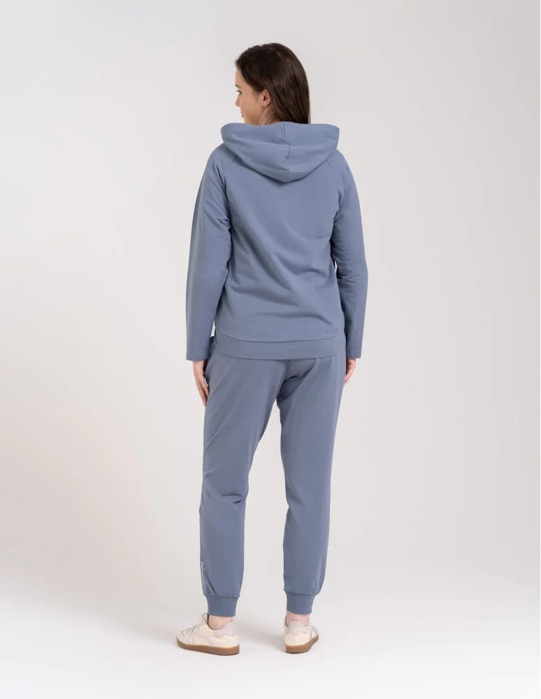 Bluzy damskie - Bluza dresowa damska na zamek z kapturem luźna GRAFIT - produkt moraj.pl 3