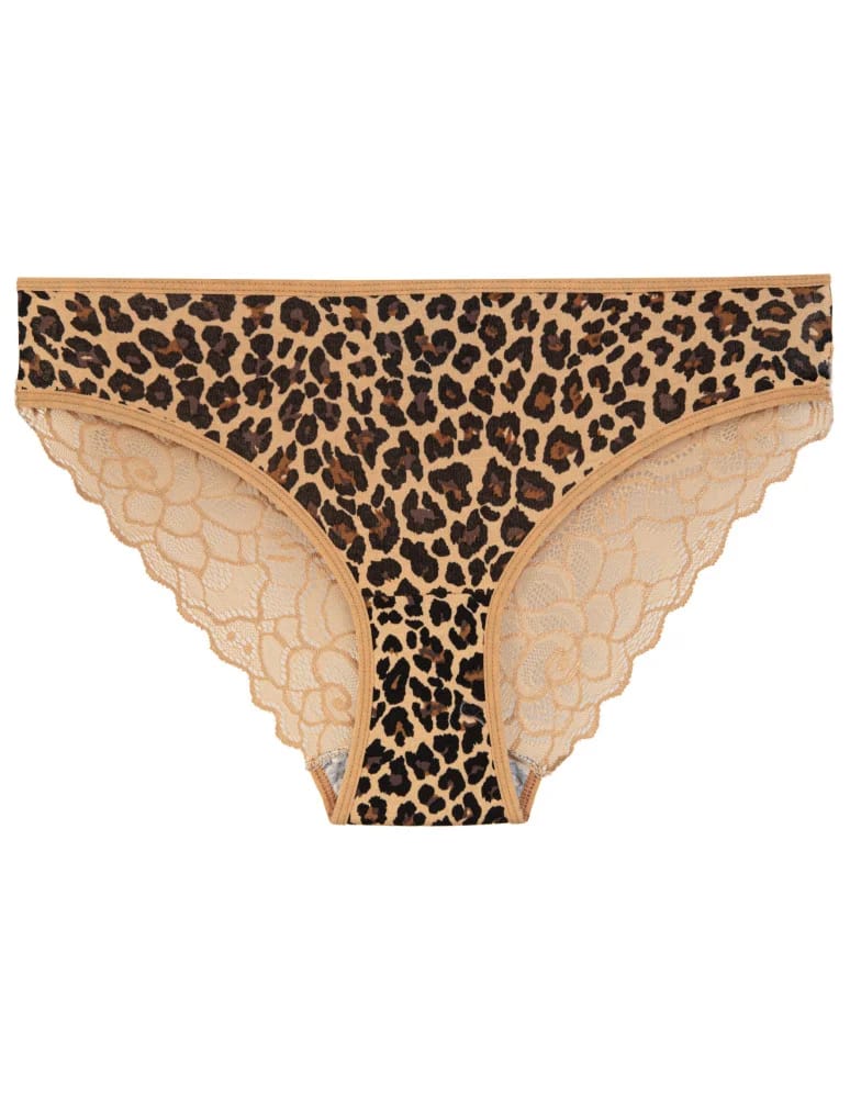 Majtki figi - Zestaw majtek damskich bikini z koronkowym tyłem panterkowe 3-pak WIELOKOLOROWY - produkt moraj.pl 3