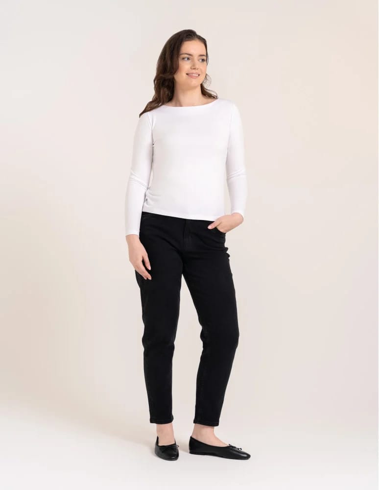 Bluzki z długim rękawem - Bluzka damska z wiskozy długi rękaw miękka w dotyku longsleeve BIAŁY  - produkt moraj.pl 2
