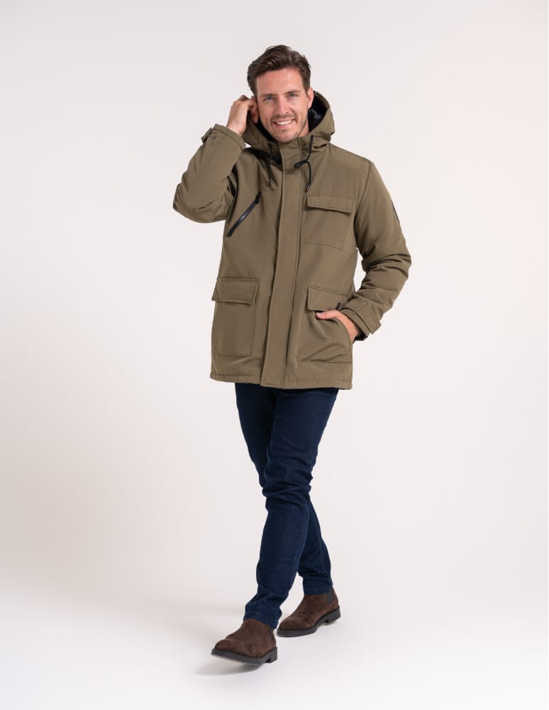 Kurtki i kamizelki - Kurtka zimowa męska z kieszeniami cargo KHAKI  - produkt moraj.pl 3