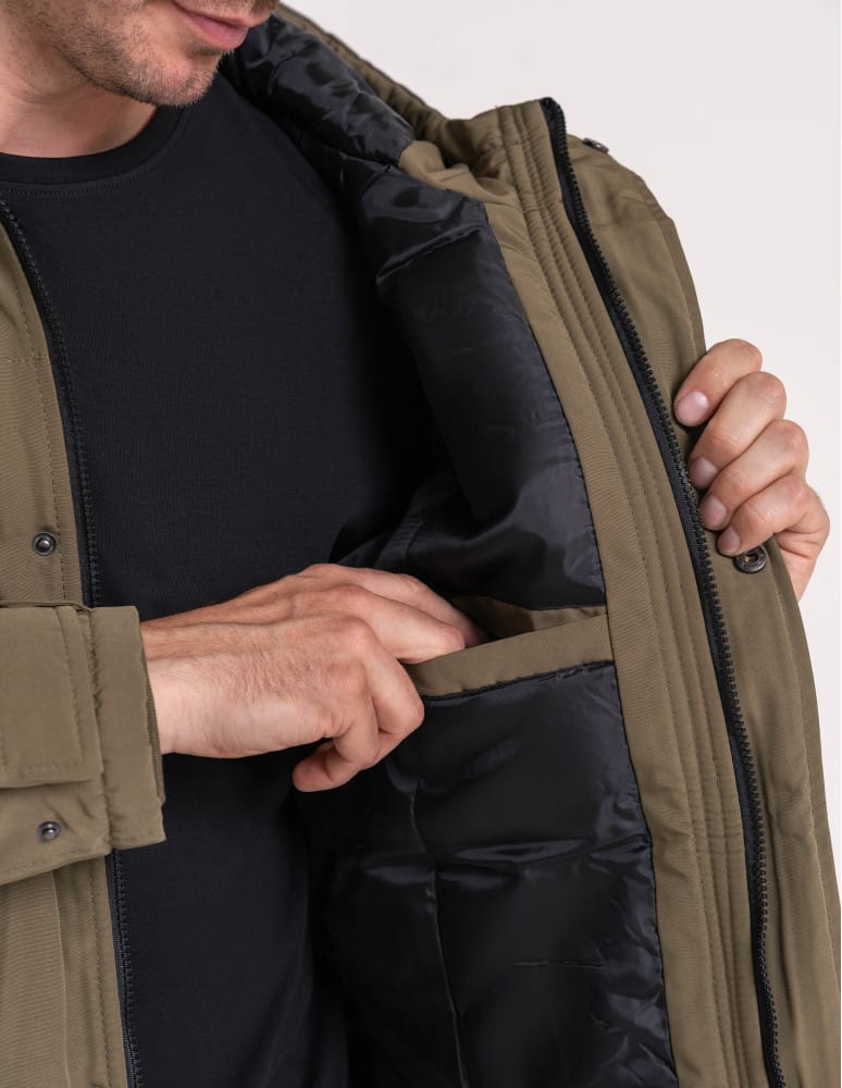 Kurtki i kamizelki - Kurtka zimowa męska z kieszeniami cargo KHAKI  - produkt moraj.pl 8