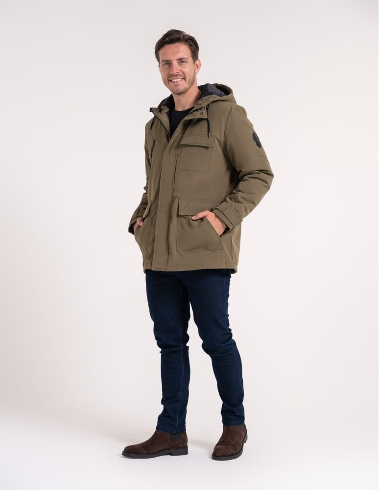 Kurtki i kamizelki - Kurtka zimowa męska z kieszeniami cargo KHAKI  - produkt moraj.pl 12