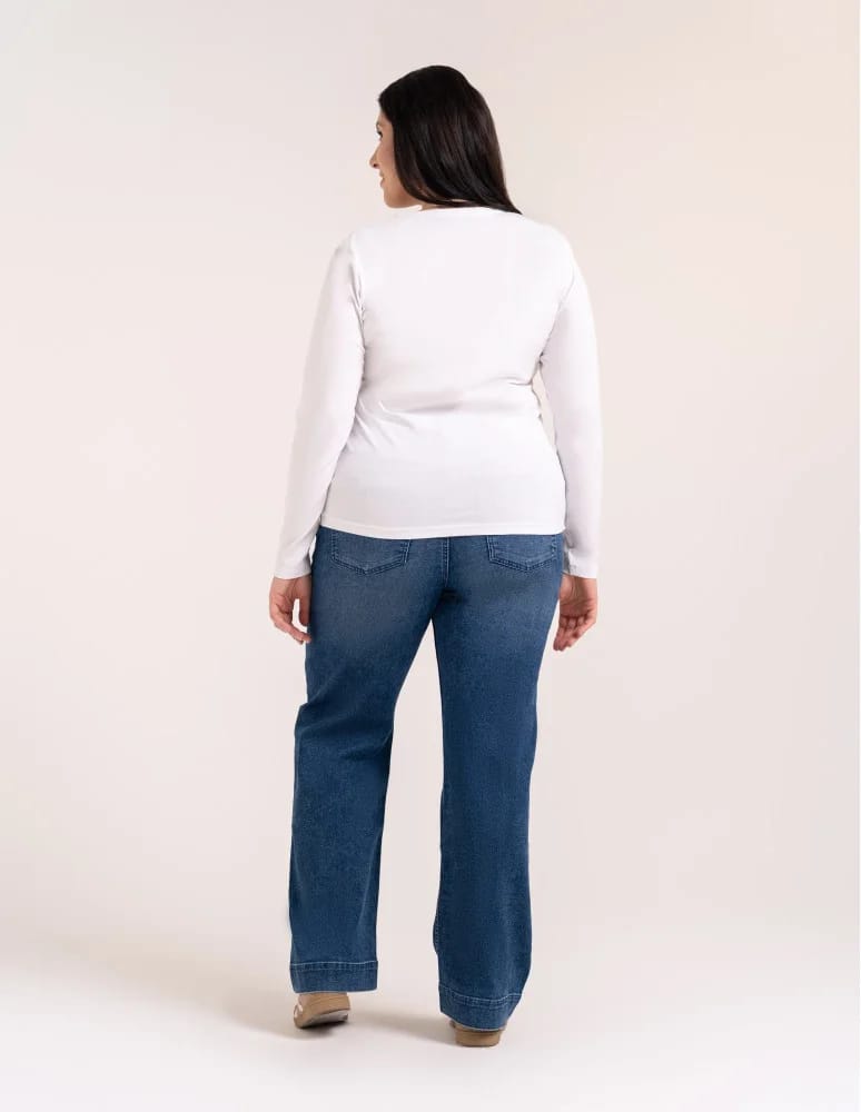Bluzki z długim rękawem - Klasyczny longsleeve damski bawełniany Slim Fit BIAŁY  - produkt moraj.pl 6