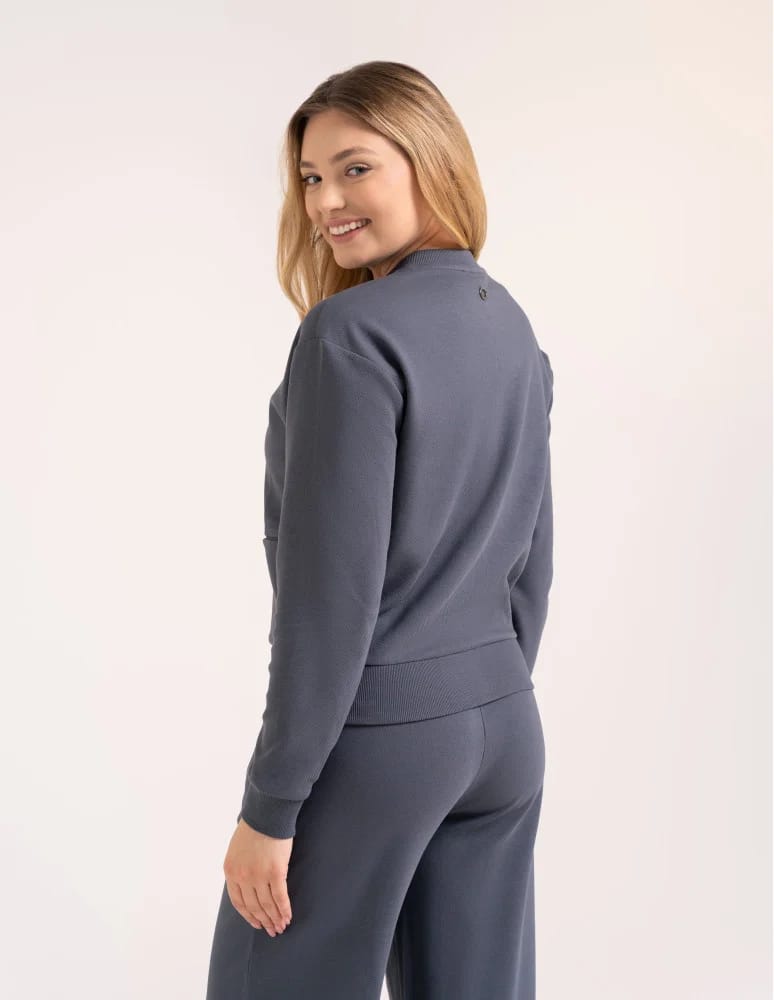 Bluzy damskie - Wygodna bluza damska rozpinana bawełniana z kieszeniami GRAFITOWY  - produkt moraj.pl 9