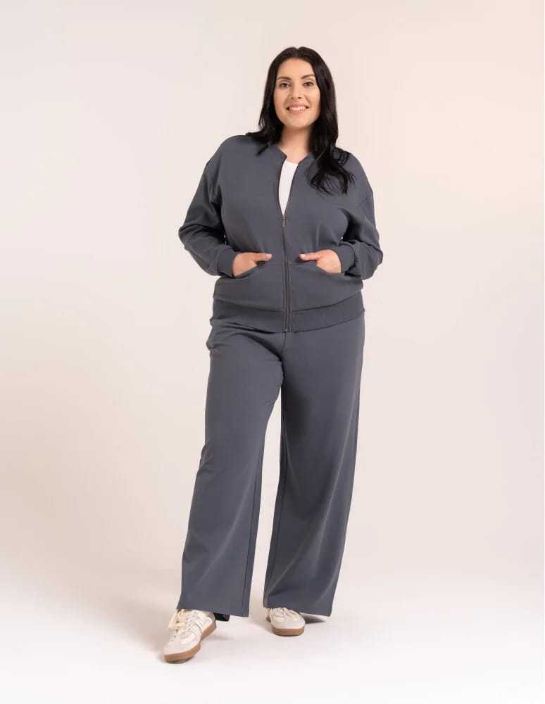 Bluzy damskie - Wygodna bluza damska rozpinana bawełniana z kieszeniami GRAFITOWY  - produkt moraj.pl 3