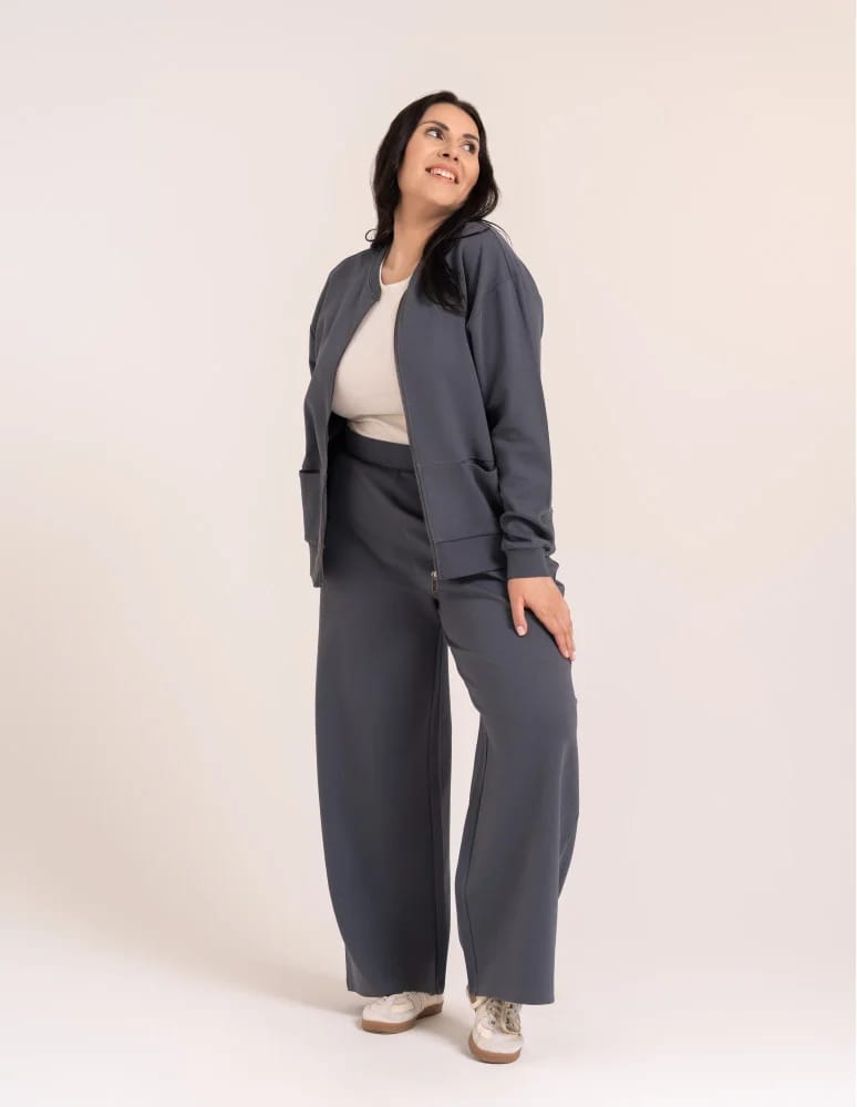 Bluzy damskie - Wygodna bluza damska rozpinana bawełniana z kieszeniami GRAFITOWY  - produkt moraj.pl 4