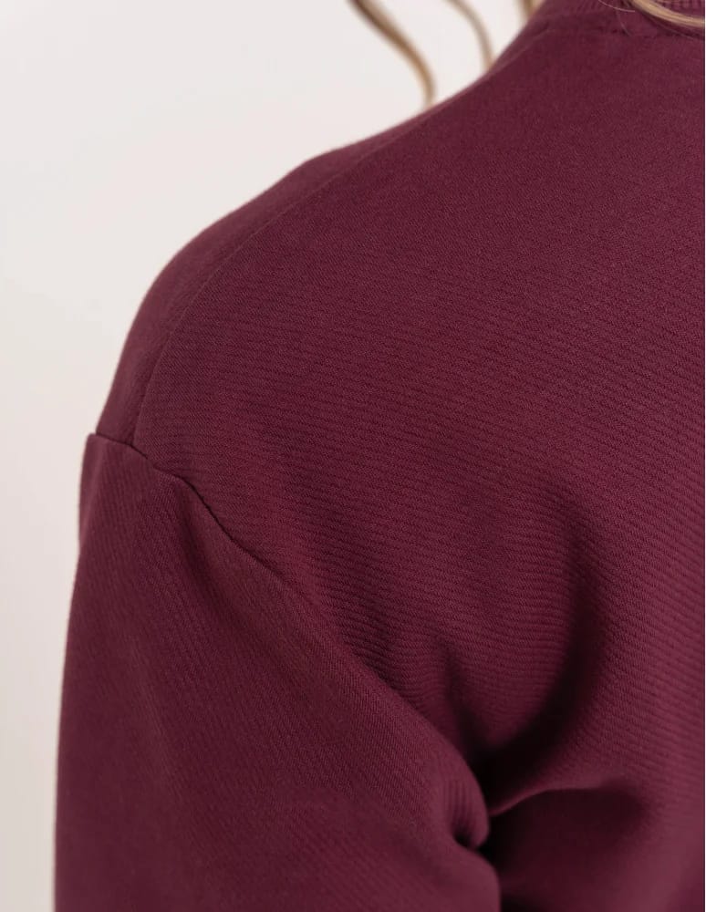 Bluzy damskie - Wygodna bluza damska rozpinana bawełniana z kieszeniami BORDOWY  - produkt moraj.pl 7