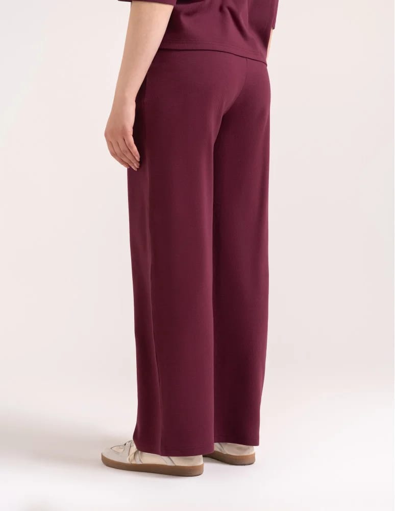 Spodnie dresowe - Spodnie damskie Wide Leg wygodne z wysokim stanem BORDOWY - produkt moraj.pl 9