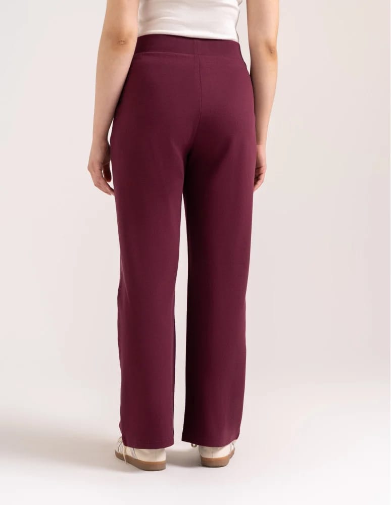 Spodnie dresowe - Spodnie damskie Wide Leg wygodne z wysokim stanem BORDOWY - produkt moraj.pl 10