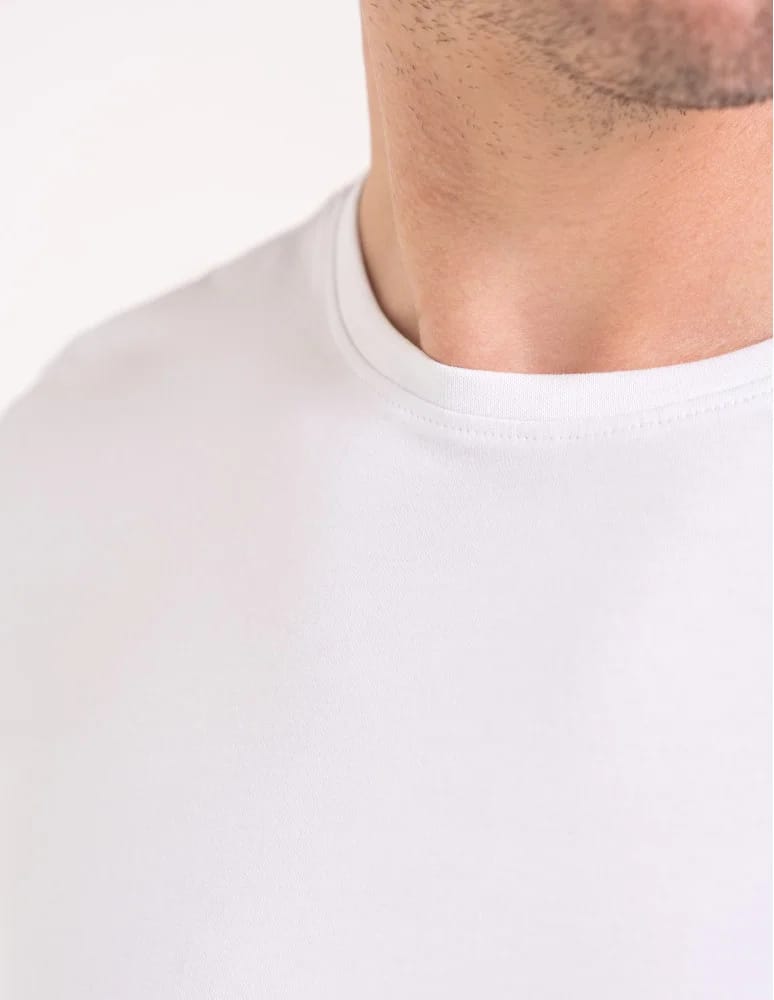 Koszulki z długim rękawem - T-shirt z długim rękawem męski bawełniany longsleeve BIAŁY - produkt moraj.pl 5