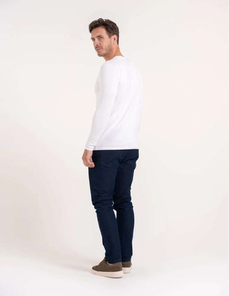 Koszulki z długim rękawem - T-shirt z długim rękawem męski bawełniany longsleeve BIAŁY - produkt moraj.pl 9