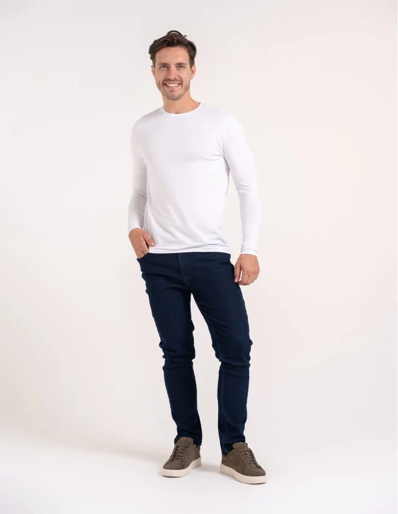 Koszulki z długim rękawem - T-shirt z długim rękawem męski bawełniany longsleeve BIAŁY - produkt moraj.pl 7
