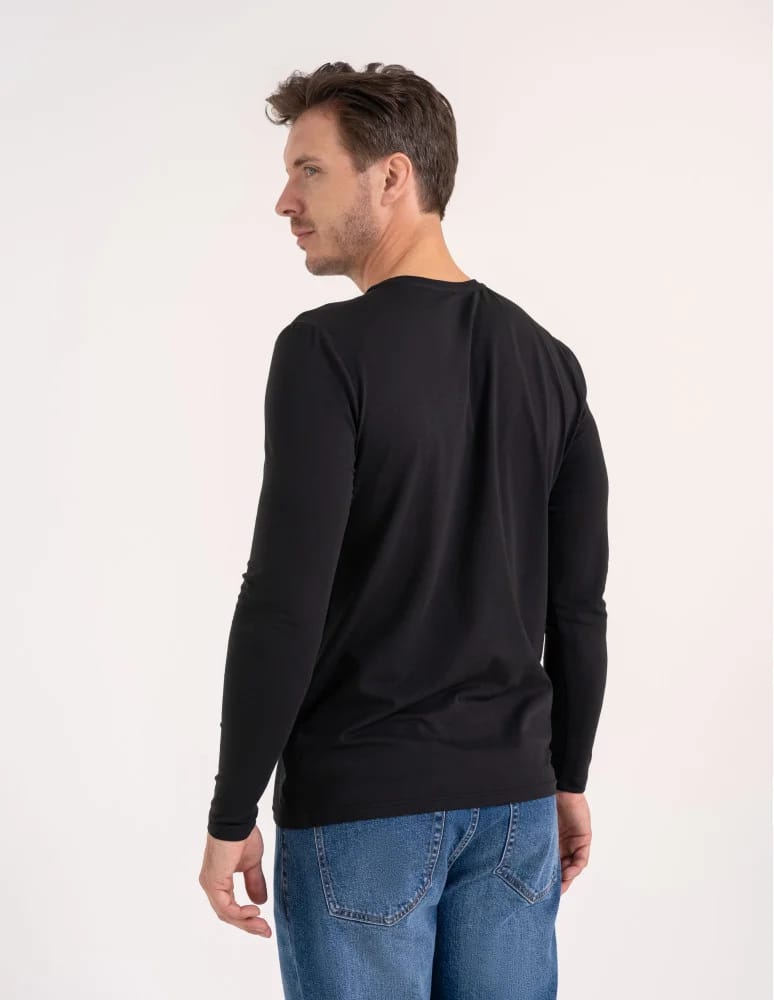 Koszulki z długim rękawem - T-shirt z długim rękawem męski bawełniany longsleeve CZARNY  - produkt moraj.pl 7