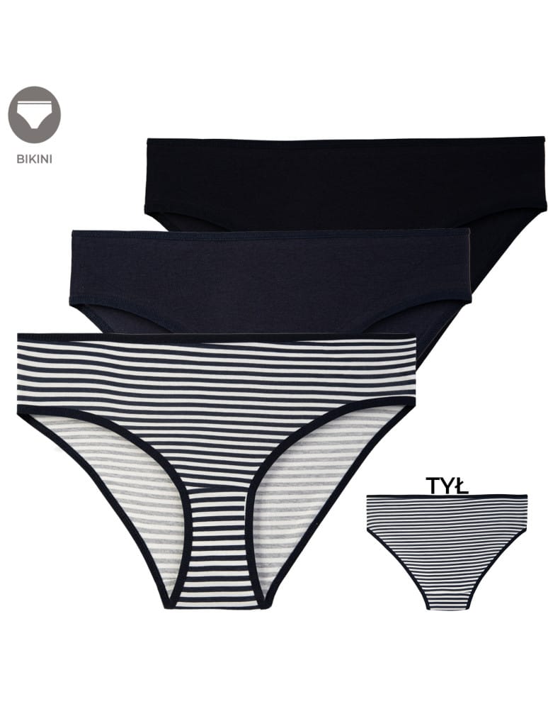 Majtki figi - Zestaw komfortowych fig damskich bawełniany komplet bikini 3-pak WIELOKOLOROWY - produkt moraj.pl 1