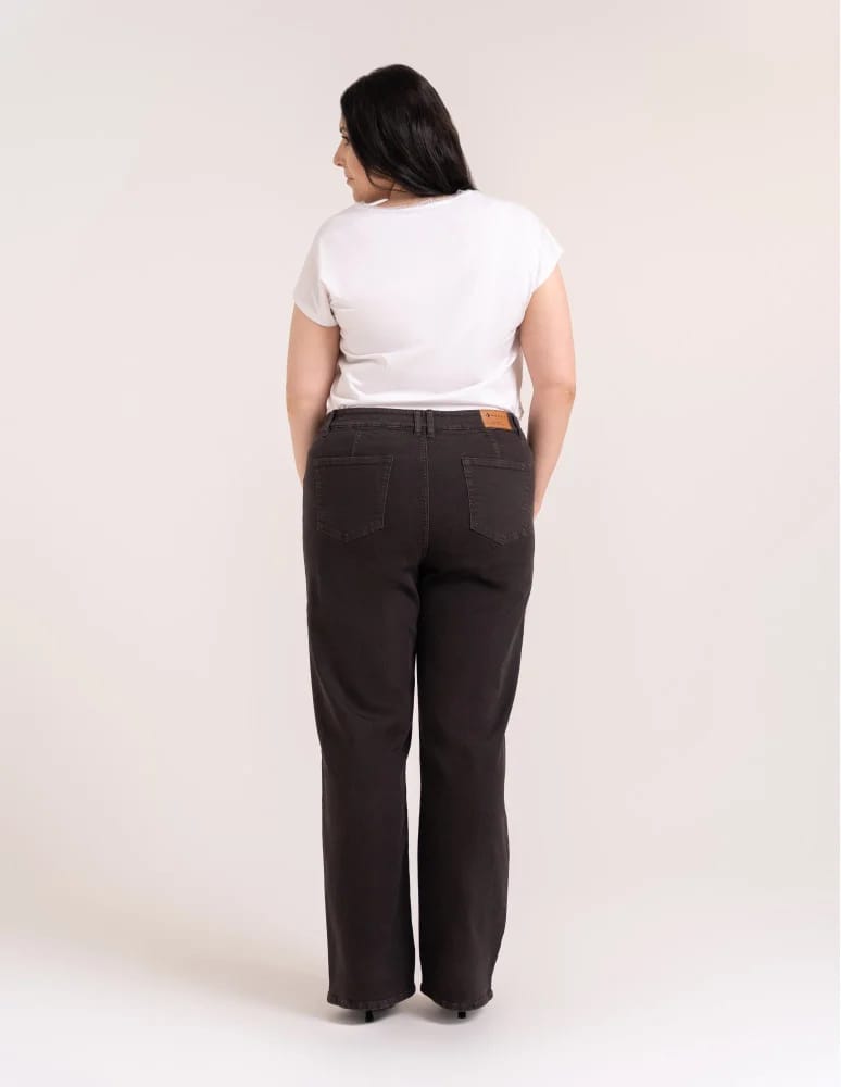 Jeansy - Jeansy damskie Wide Leg wygodne z wysokim stanem i z szeroką nogawką BRĄZOWY  - produkt moraj.pl 6