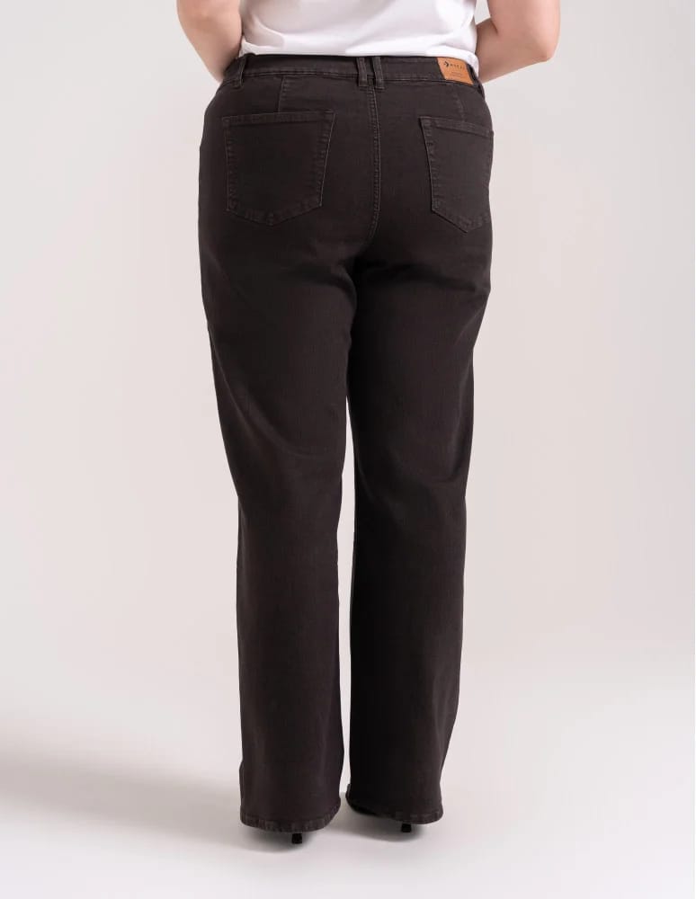 Jeansy - Jeansy damskie Wide Leg wygodne z wysokim stanem i z szeroką nogawką BRĄZOWY  - produkt moraj.pl 4